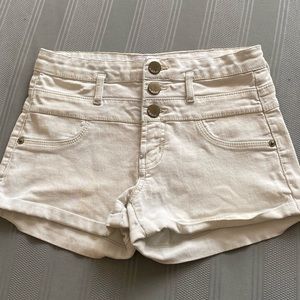 No-Boundaries white high-rise shorts